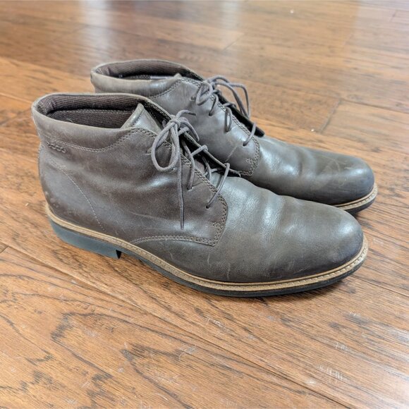 Ecco Findlay Chukka Lace up Leather Boots Chocolate Brown Men's size US 12 EU 46 - Picture 1 of 8